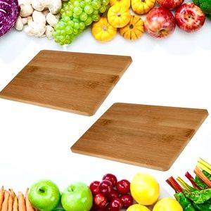 2 pc SET Bamboo Cutting Board Kitchen Chopping Perfect Cheese Meat Serving Tray